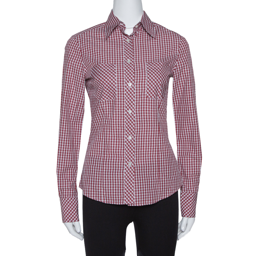 CH Carolina Herrera Red Checked Cotton Long Sleeve Shirt S, Shirts & Tops - Luxury Closet catalog