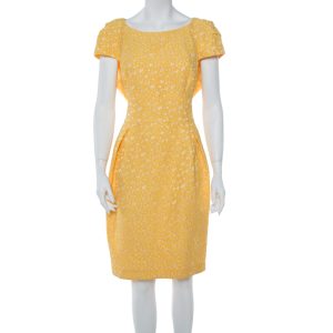 CH Carolina Herrera Yellow Floral Jacquard Sheath Dress XL, Dresses - Luxury Closet catalog