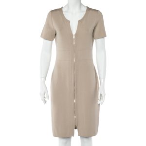 CH Carolina Herrera Beige Knit Zip Front Fitted Dress M, Dresses - Luxury Closet catalog