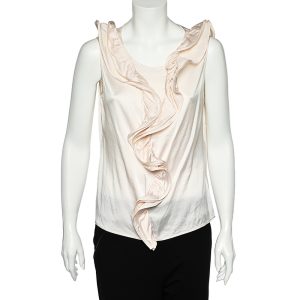 CH Carolina Herrera Pink Silk Satin Ruffled Sleeveless Top L, Shirts & Tops - Luxury Closet catalog