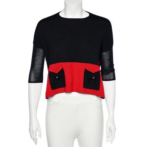CH Carolina Herrera Color Block Wool Knit Side Slit Detail Sweater Top M, Sweaters & Cardigans - Luxury Closet catalog