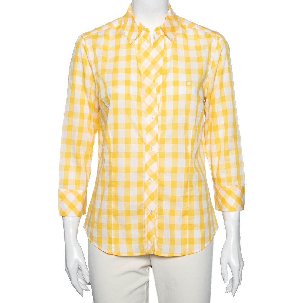 CH Carolina Herrera Yellow Checked Cotton Long Sleeve Shirt L, Shirts & Tops - Luxury Closet catalog