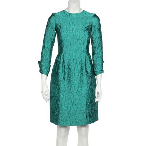 CH Carolina Herrera Green Silk Jacquard Long Sleeve Sheath Dress S, Dresses - Luxury Closet catalog