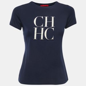 CH Carolina Herrera Navy Blue Logo Patch Cotton Crew Neck Short Sleeve T-Shirt XS, Shirts & Tops - Luxury Closet catalog