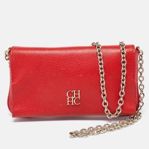 CH Carolina Herrera Red Leather Flap Chain Shoulder Bag, Clutches & Special Occasion Bags - Luxury Closet catalog