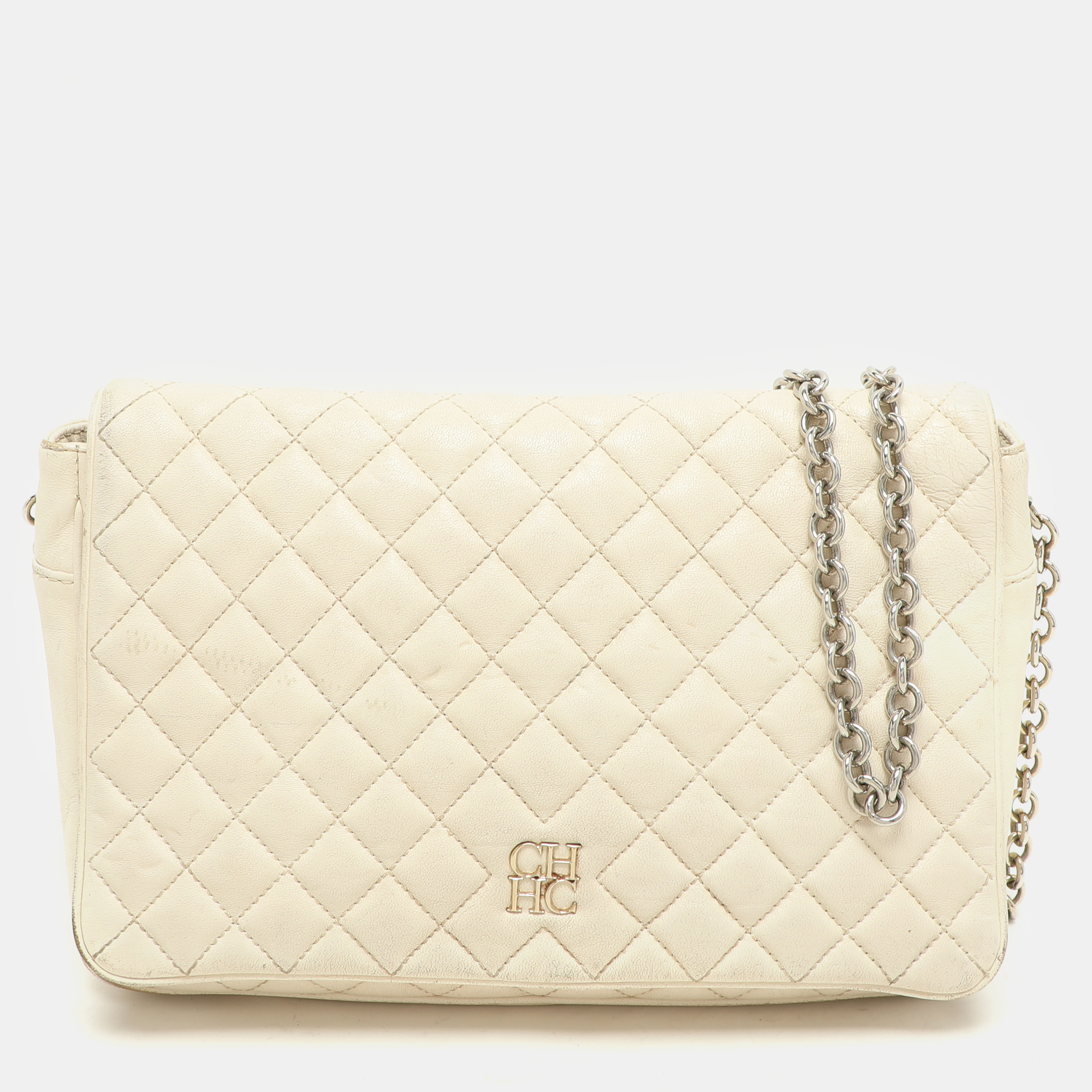CH Carolina Herrera Cream Quilted Leather Flap Crossbody Bag, Handbags - Luxury Closet catalog