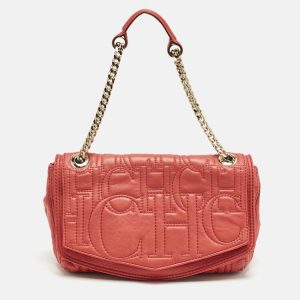 CH Carolina Herrera Red Monogram Leather Double Flap Shoulder Bag, Shoulder Bags - Luxury Closet catalog