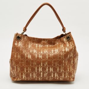 CH Carolina Herrera Brown/Gold Monogram Leather Hobo, Shoulder Bags - Luxury Closet catalog