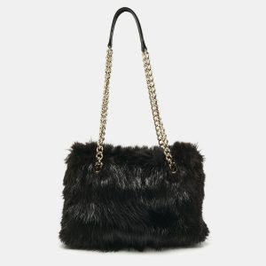 CH Carolina Herrera Black Fox Fur and Leather Chain Tote, Tote Handbags - Luxury Closet catalog