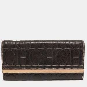 CH Carolina Herrera Brown/Beige Monogram Embossed Leather Continental Wallet, Wallets & Money Clips - Luxury Closet catalog
