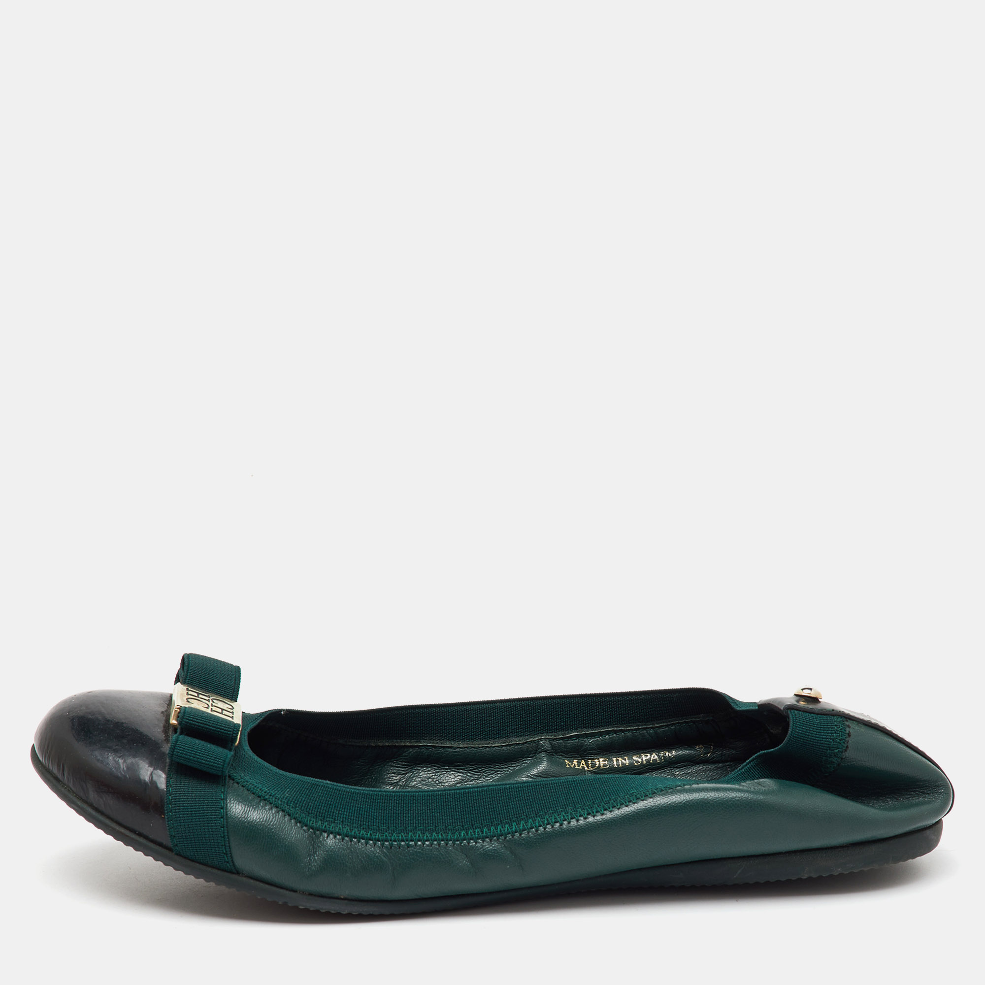 CH Carolina Herrera Green/Black Patent and Leather Bow Ballet Flats Size 37, Flats - Luxury Closet catalog