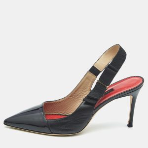 CH Carolina Herrera Black Patent and Leather Slingback Pumps Size 39, Pumps - Luxury Closet catalog