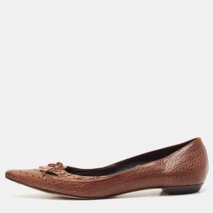 CH Carolina Herrera Brown Canvas and Leather Pointed Toe Ballet Flats Size 38, Flats - Luxury Closet catalog