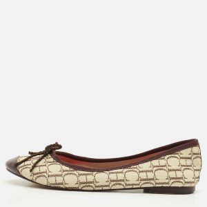 CH Carolina Herrera Cream/Brown Monogram Canvas Bow Ballet Flats Size 36, Flats - Luxury Closet catalog