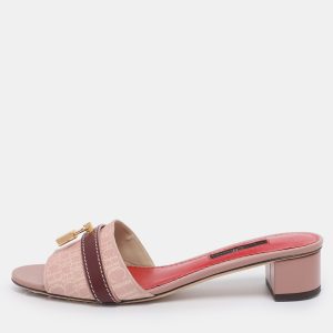 CH Carolina Herrera Pink Monogram Coated Canvas Matryoshka Lock Slide Sandals Size 38, Sandals - Luxury Closet catalog