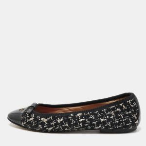 CH Carolina Herrera Black Tweed and Patent Leather Bow Ballet Flats Size 37, Flats - Luxury Closet catalog