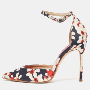 CH Carolina Herrera Tricolor Floral Print Satin Ankle Strap Pumps Size 37, Pumps - Luxury Closet catalog