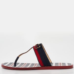 CH Carolina Herrera Multicolor Canvas and Leather Thong Flats Size 38, Sandals - Luxury Closet catalog