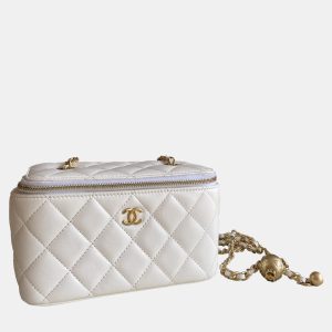 Chanel White Pearl Crush Small Vanity Bag, Shoulder Bags - Luxury Closet catalog
