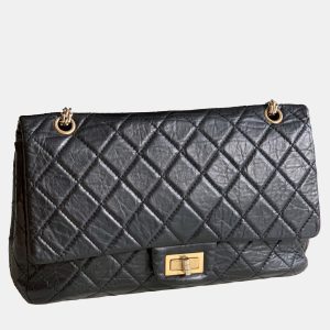 Chanel Black Aged Calfskin Quilted 2.55 Reissue Maxi Flap Bag, Shoulder Bags - Luxury Closet catalog