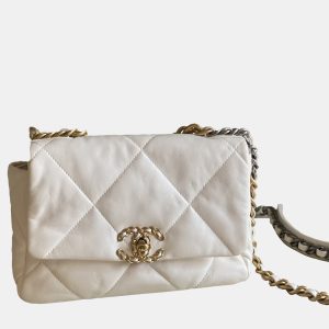 Chanel White Leather CC 19 Flap Bag, Shoulder Bags - Luxury Closet catalog