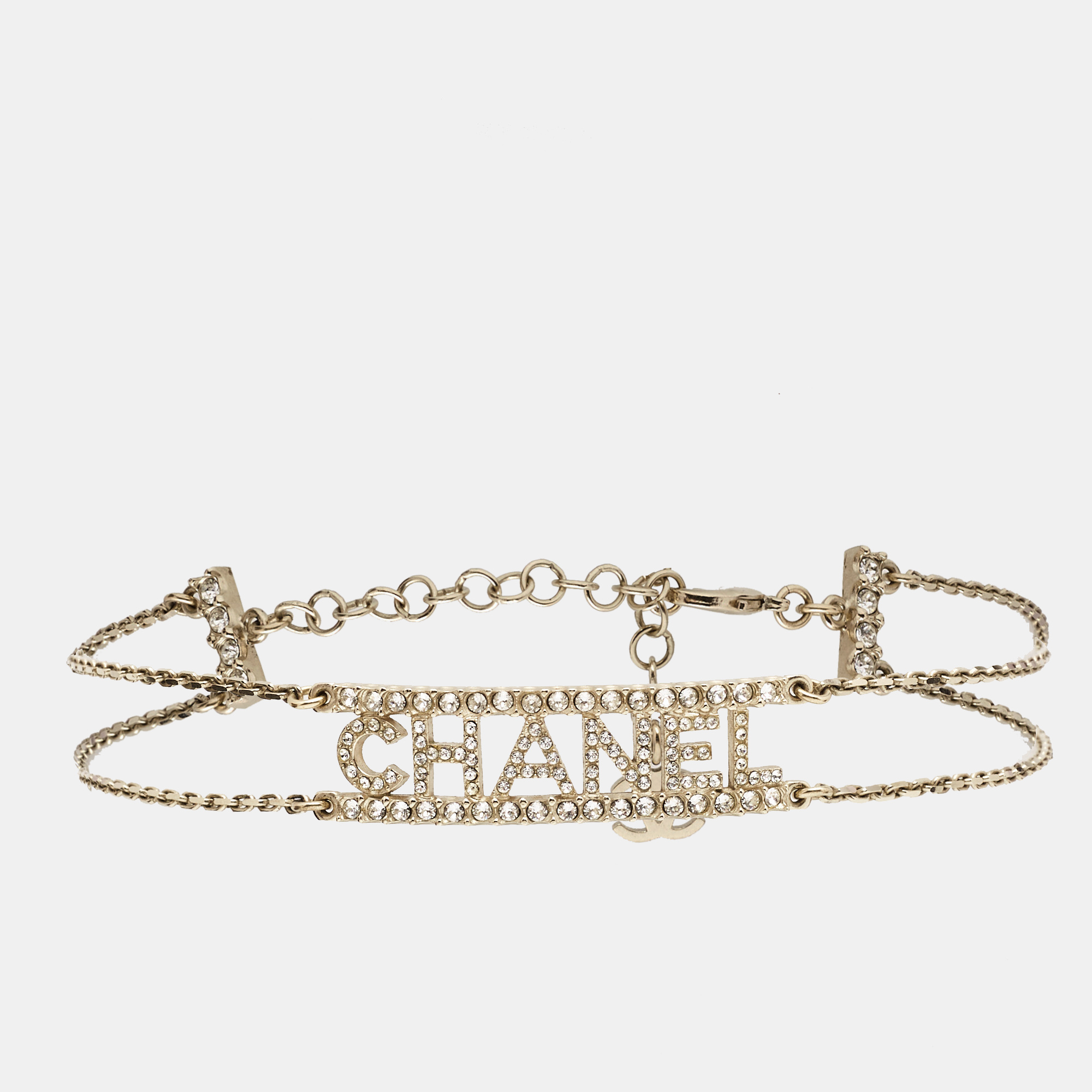 Chanel Logo Crystal Gold Tone Necklace, Jewelry - Luxury Closet catalog