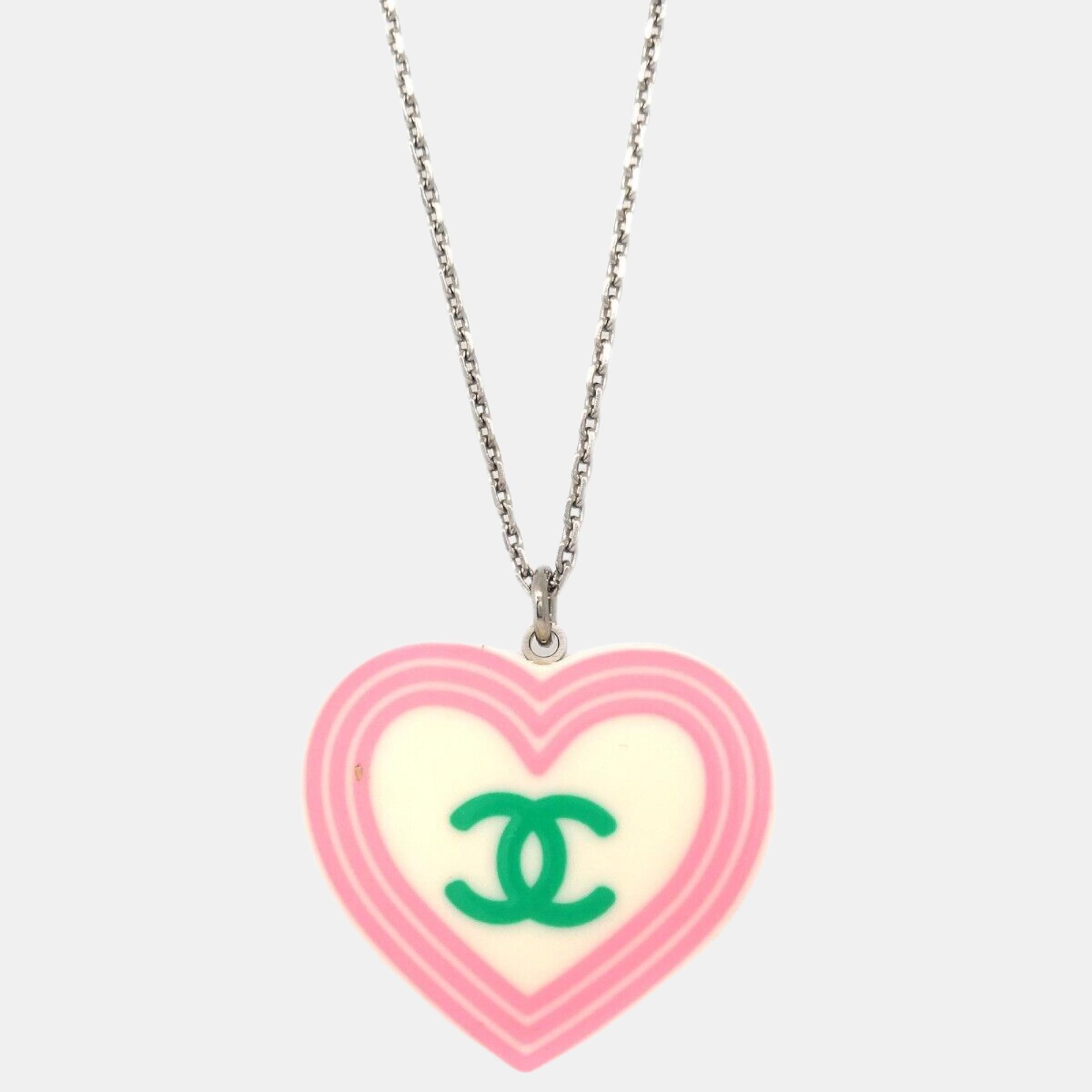 Chanel Silver White Heart Chain Necklace Pendant, Jewelry - Luxury Closet catalog