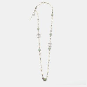 Chanel CC Faux Pearl Composite Silver Tone Long  Necklace, Jewelry - Luxury Closet catalog