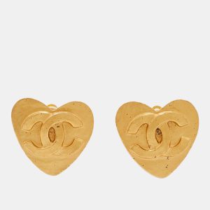 Chanel CC Heart Gold Tone Earrings, Jewelry - Luxury Closet catalog