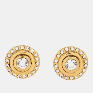 Chanel CC Crystals Gold Tone Clip On Earrings, Jewelry - Luxury Closet catalog