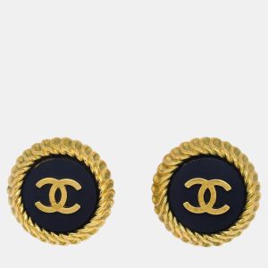 Chanel Gold Black Button Clip-On Earrings, Jewelry - Luxury Closet catalog