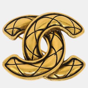 Chanel Gold Plated Quilted CC Brooch Pin, Jewelry - Luxury Closet catalog