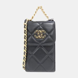 Chanel Black Leather 19 Phone Case Bag, Mobile Phone Cases - Luxury Closet catalog