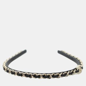 Chanel Black & Silver Leather and Metal CC Classic Chain Headband, Apparel & Accessories - Luxury Closet catalog