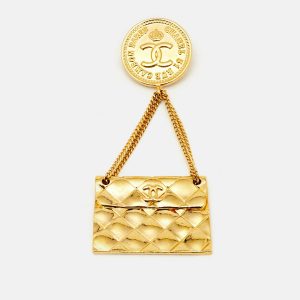 Chanel Hanging Flap Bag Motif Gold Tone Pin Brooch, Jewelry - Luxury Closet catalog