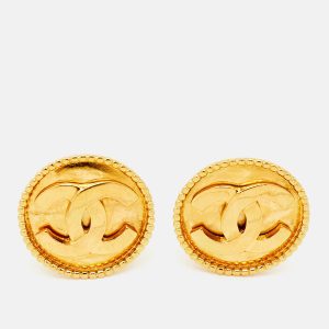 Chanel CC Gold Tone Round Clip-on Stud Earrings, Jewelry - Luxury Closet catalog