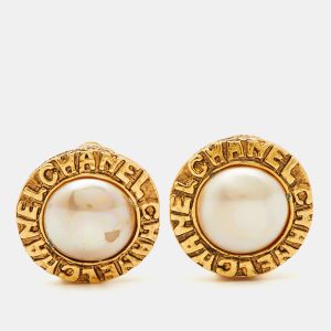 Chanel Faux Pearl Gold Tone Round Clip-on earirngs, Jewelry - Luxury Closet catalog