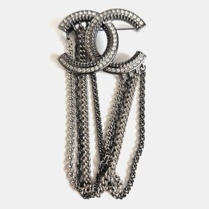 Chanel CC Multi Chain Silver Crystals Pin Brooch, Jewelry - Luxury Closet catalog