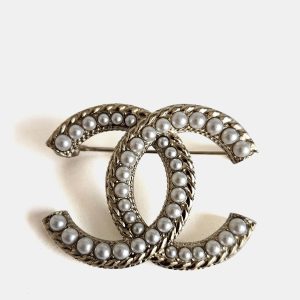 Chanel Gold Tone Faux Pearl CC Pin Brooch, Jewelry - Luxury Closet catalog