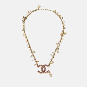 Chanel CC Rhinestone Artificial Pearl Gold Chain Pendant Necklace, Jewelry - Luxury Closet catalog