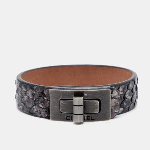 Chanel Grey Metallic Snakeskin Leather Bracelet, Jewelry - Luxury Closet catalog