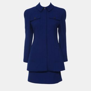 Chanel Blue Tweed Button-Up Jacket And Tweed Skirt Set M, Coats & Jackets - Luxury Closet catalog