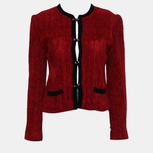 Chanel Red/Black Vintage Velvet Jacket M, Coats & Jackets - Luxury Closet catalog