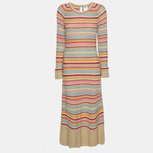 Chanel Multicolor Lurex Striped Knit Long Sleeve Dress M, Dresses - Luxury Closet catalog