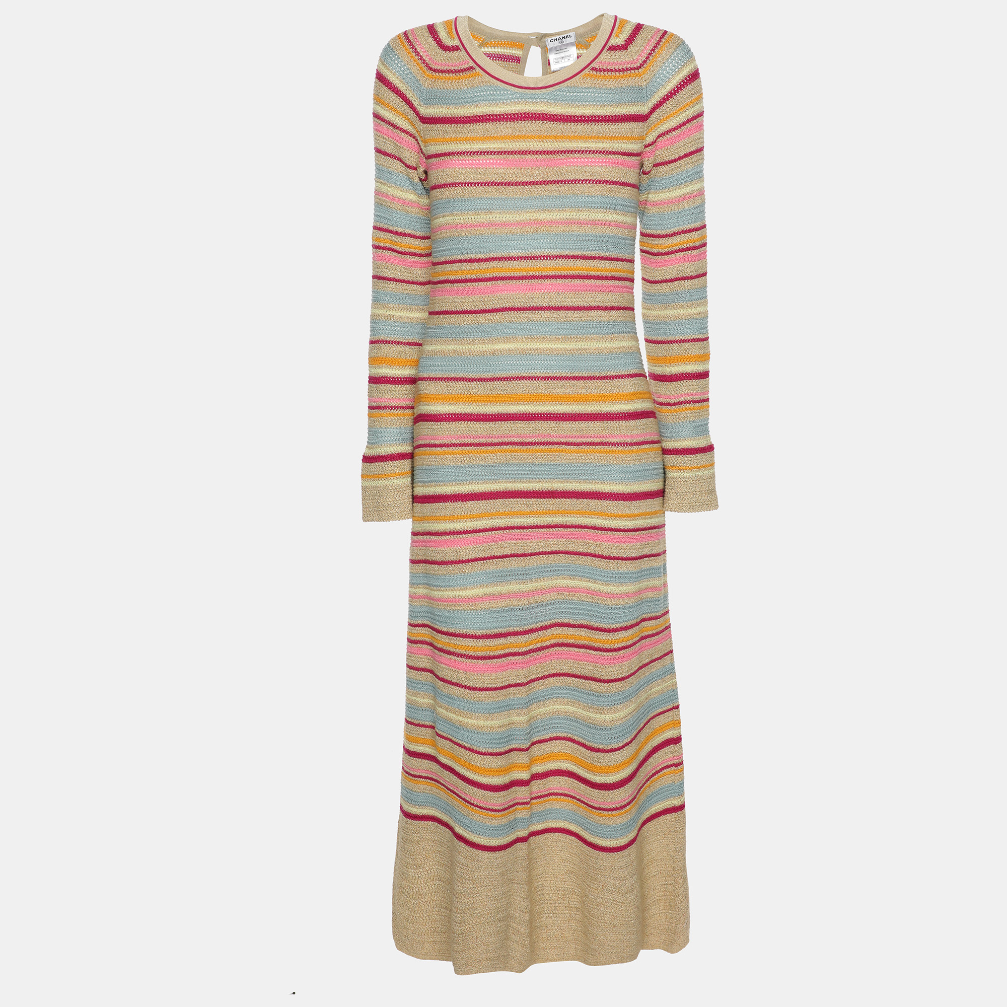Chanel Multicolor Lurex Striped Knit Long Sleeve Dress M, Dresses - Luxury Closet catalog