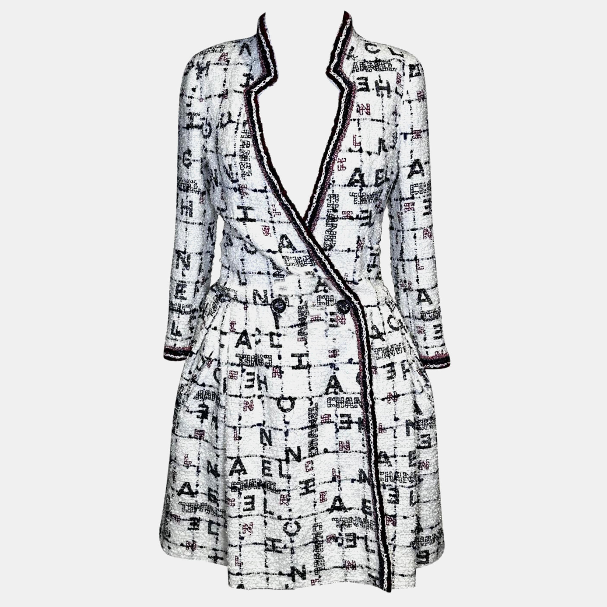 Chanel White/Black Logo 20S Tweed Dress XS, Dresses - Luxury Closet catalog