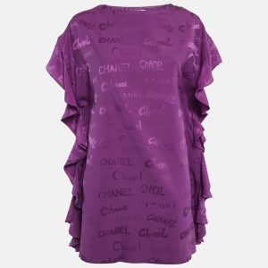 Chanel Purple Jacquard Silk Ruffled Mini Dress M, Dresses - Luxury Closet catalog