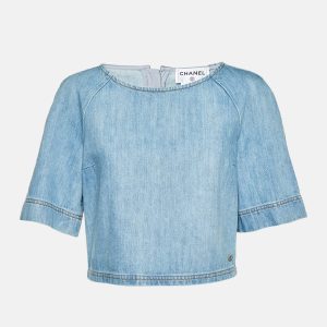 Chanel Blue Denim Crop Top M, Shirts & Tops - Luxury Closet catalog