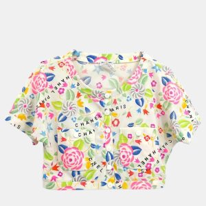 Chanel White Nylon Cropped T-Shirt Woman Size 42, Shirts & Tops - Luxury Closet catalog