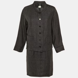 Chanel Grey Linen Formal Dress and Jacket Set M, Dresses - Luxury Closet catalog